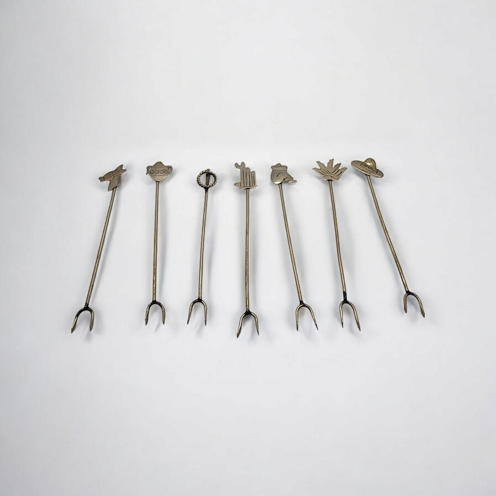 Vintage Taxco Set of 7 Olive/Pickle Forks